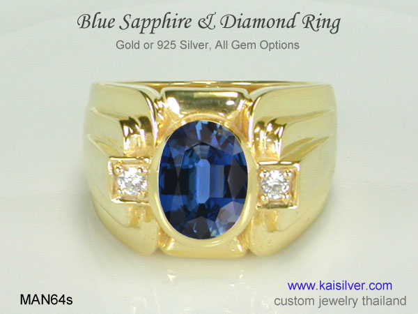 sapphire gold ring  for men 