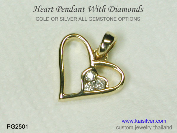diamond heart pendant gold or silver